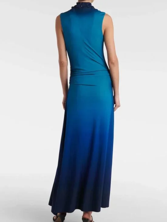 ✨ SALE  EUC SIMKHAI Aldina Jersey Midi Dress Teal Blue Ombre Cocktail Party - Picture 2 of 8